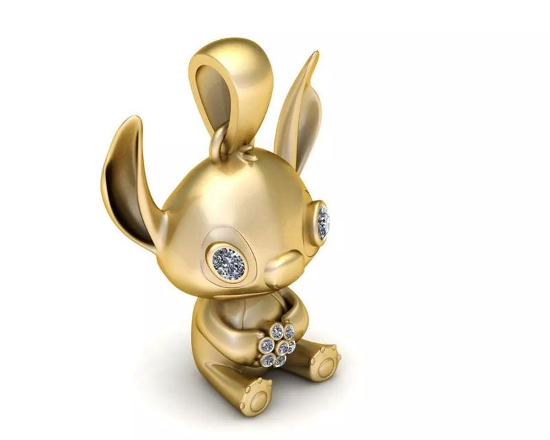 STITCH GOLDEN PENDANT 3D  PRINTABLE MODEL