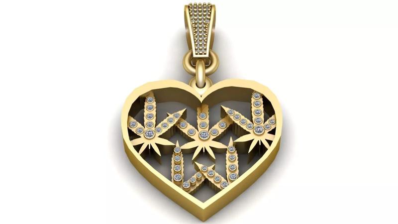 This elegant heart-shaped gold pendant