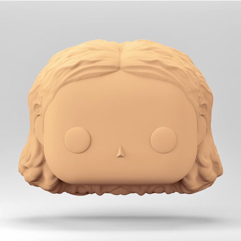 A female head in a POP style. Curly hair. WH_9-6