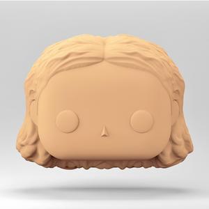 A female head in a POP style. Curly hair. WH_9-6