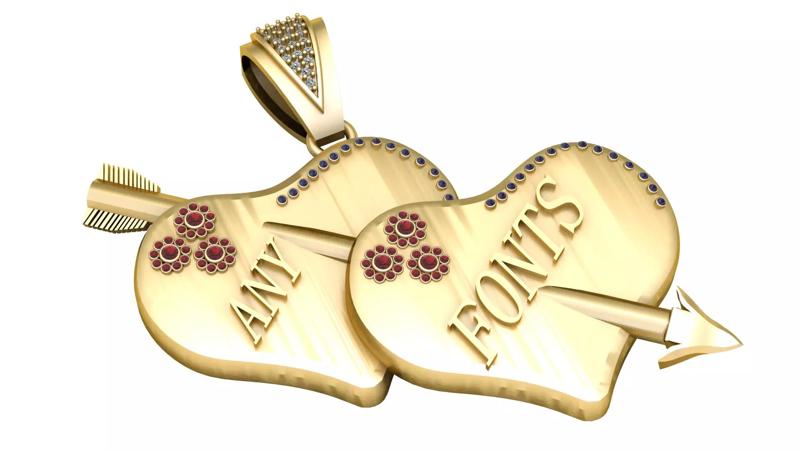 Two Heart Pendant 3D Printable Jewelry Model