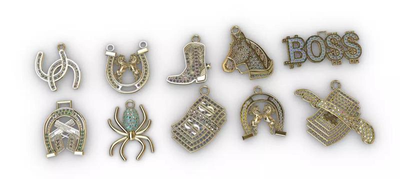 dijes- Colgantes paquete de 10 surtidos para caballero -v-