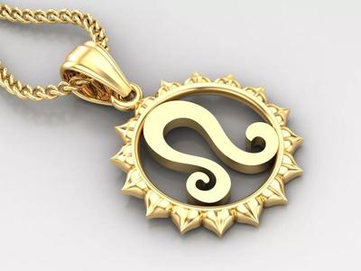 Sun Leo Light Gold Pendant Version 7