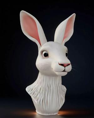 Hare Head Bust 3D Model - STL Printable Wildlife Sculpture