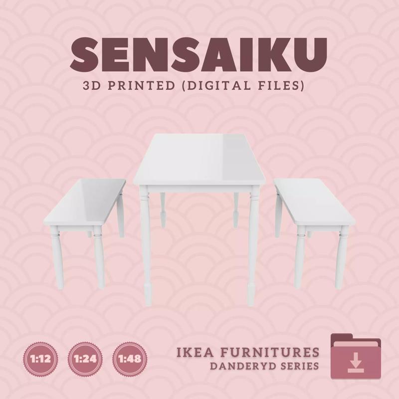 4 DANDERYD Table with Bench  for Dollhouse - IKEA - 3D Print
