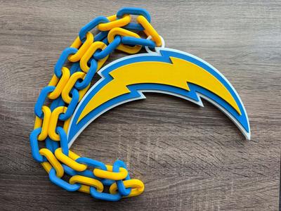 Los Angeles Chargers Logo Oversized Necklace, Pendant Chain