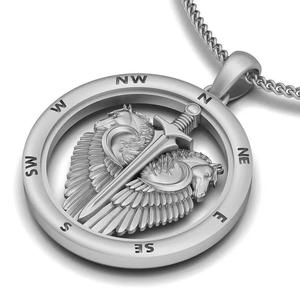 Horse compass pendant silver gold printable jewelry 3D model