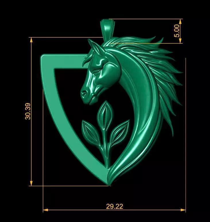 Horse Head Pendant Jewelry 3D Model