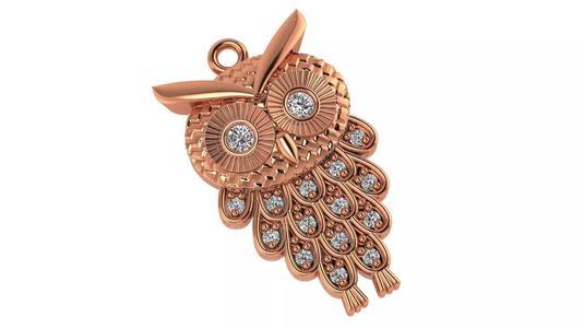 Diamond Owl Necklace Charm Pendant