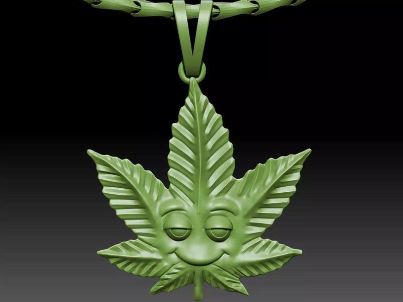 Marijuana Leaf Pendant Silver Gold  Print