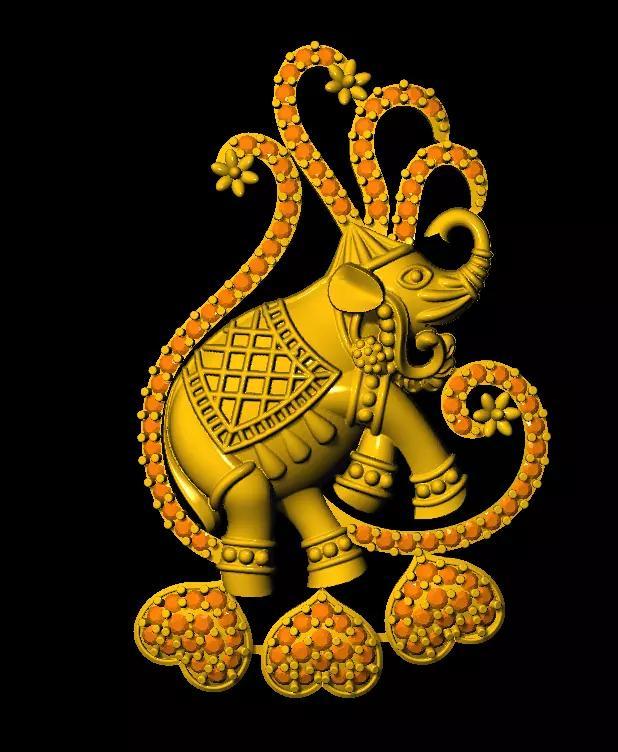 Sidepiece elephant in gold