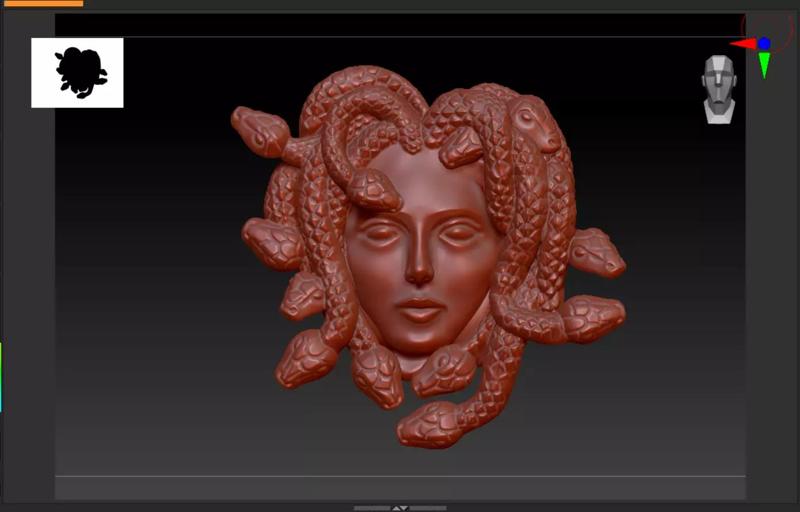 Medusa head with snake zbrush for jewelry