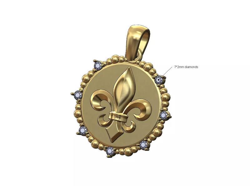 Royal Lily beaded diamond pendant charm