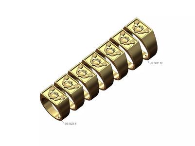 Claddagh heart crown rectangular signet ring US sizes 6to12