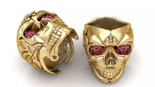 Crimson-Eyed Skull Ring 3D Printable Model
