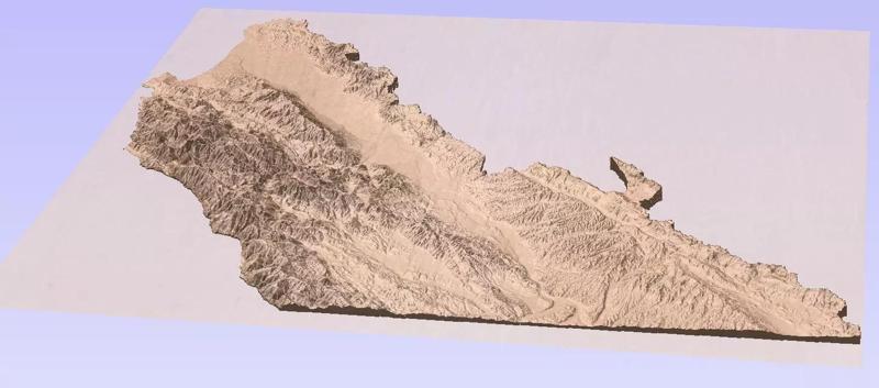 3D satellite terrain model of Monterey county California