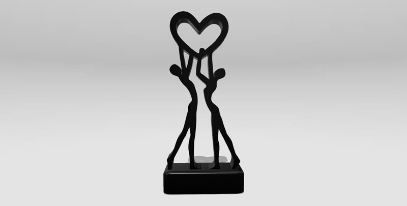 Man Woman Love Sculpture, Love Statue, Couple holding heart above, Couple In Love, Home Decor, Valentine's Day, Wedding Anniversary