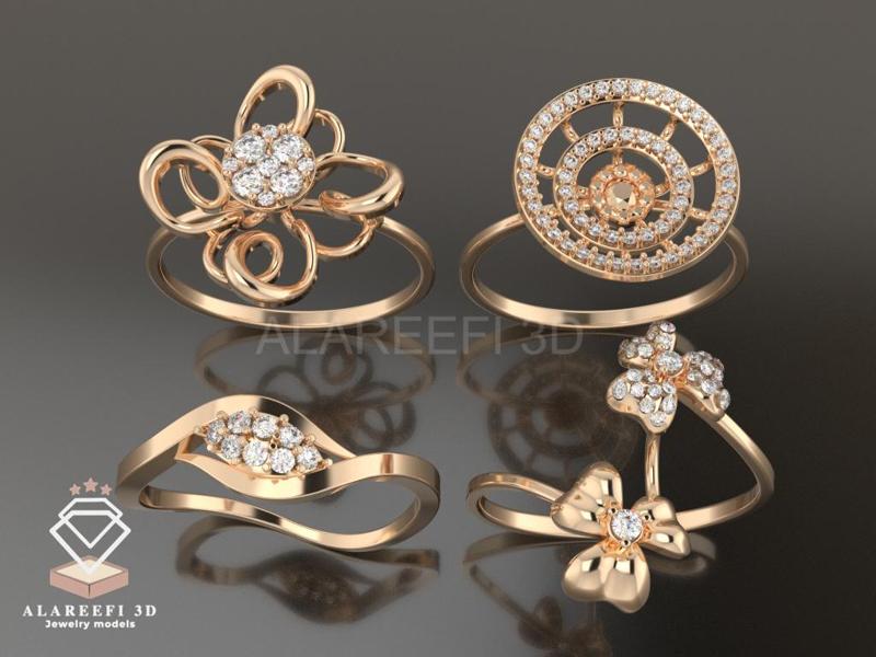 Collection #3 - 32 lightweight Italian rings Inlaid with gems.