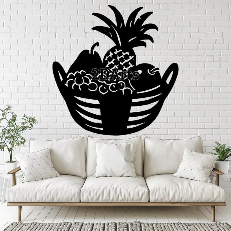 Fruit Basket 2D Wall Art/Window Art - Digital STL & SVG File for 3D Printing or Laser Cutting