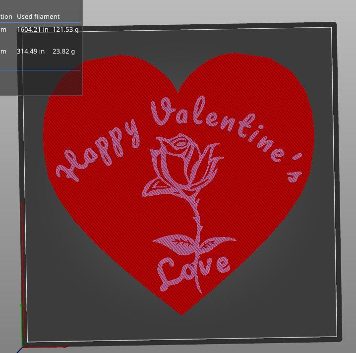 Happy Valentines day love heart with a rose.