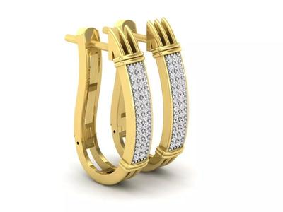 AV 537 Round Diamond Two tone Oblong Double Row Hoop Earrings