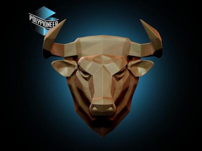 Low-Poly Bull Head Wall Sculpture - 3D Printable Model