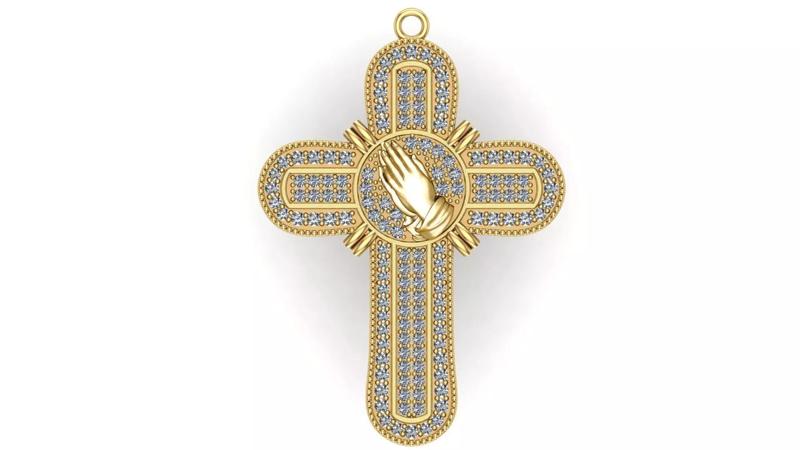 Cross Praying Hand Pendant