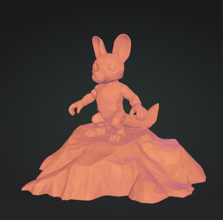 3D Rabbit on Rock Mountain - Aquarium Ornament