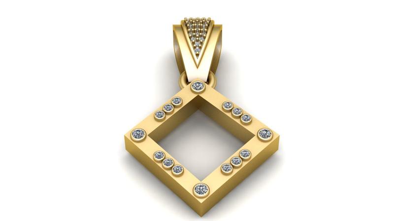 SQUARE SHAPE GOLD PENDANT 3D PRINTABLE MODEL