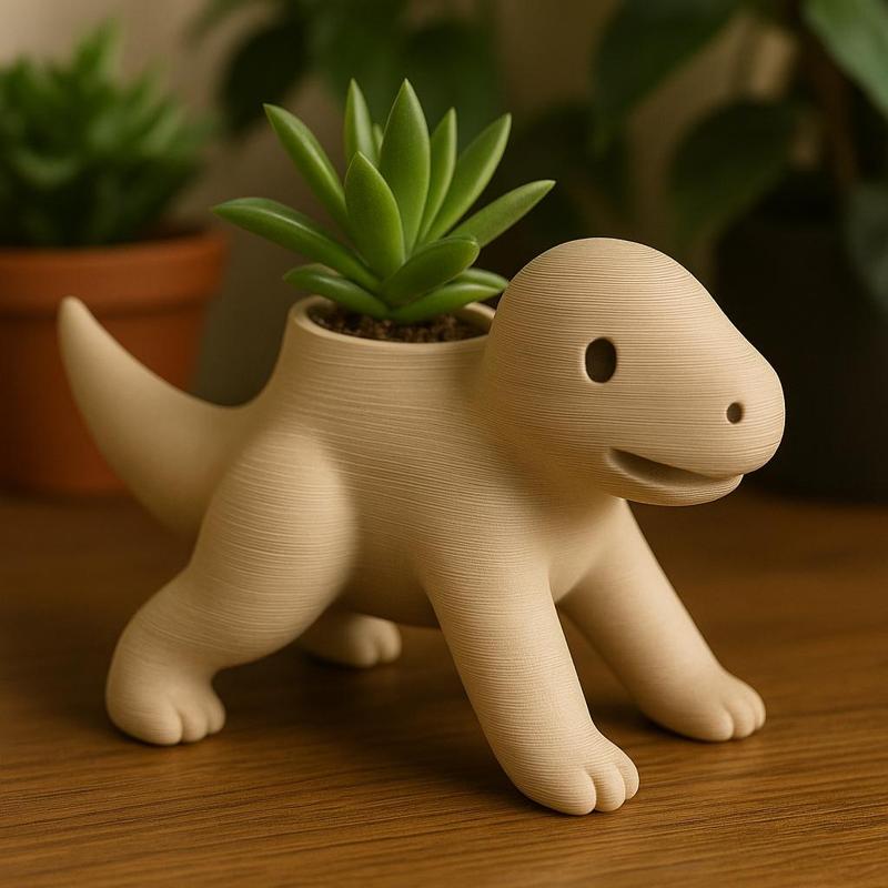 Cute Dinosaur Planter STL – 3D Printable Desk Decoration