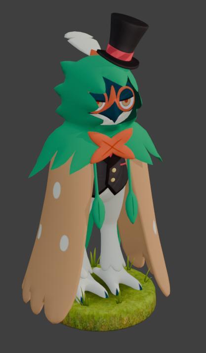 Decidueye - Dapper Tuxedo Style | Pokémon 3D Printable STL | Elegant Owl Figure