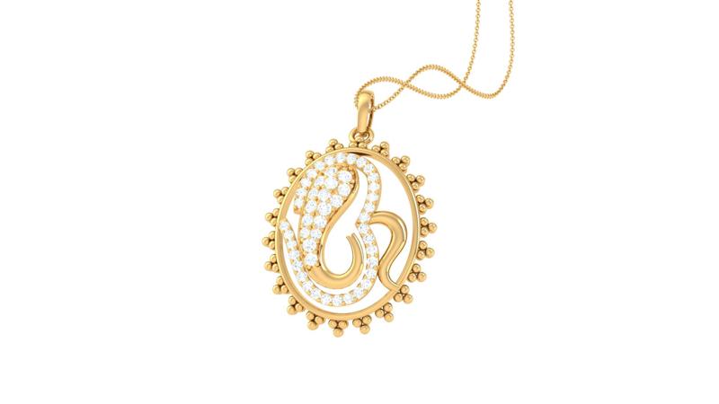 Ganpati Bappa Gold and Diamond Pendant (64)