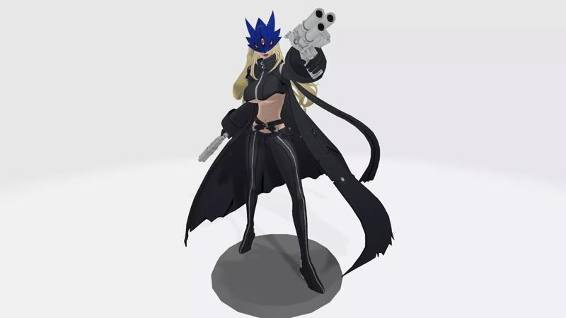 BelleStarmon female anime character holding gun