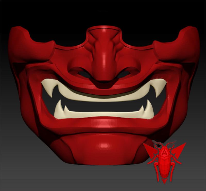 Animatrix Mempo Mask / Half Hannya / Samurai  Oni Mask.