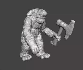 TROLL WITH BONE AXE MINIATURE MODEL FIGURE FANTASY GAMES RPG DND