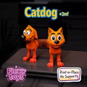 Flexi CatDog  Flexible 3D-Printable Toy