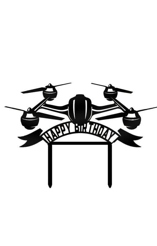Cake Topper Adorno Torta - Rc Drone - Happy Birthday