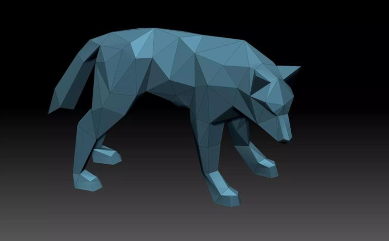 Low poly Wolf polygonal animal