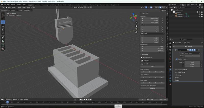 1.5v Battery Holder for 5 Batteries
