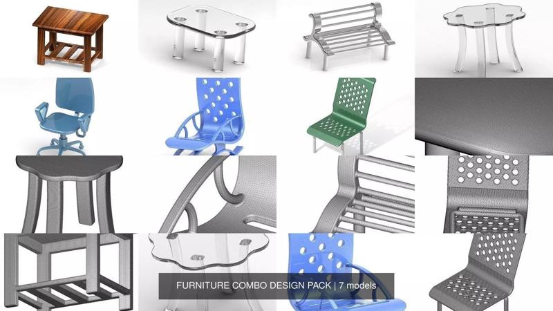 FURNITURE COMBO DESIGN PACK 3D Model Collection