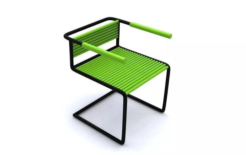 Simple Metal Steel Tube Office Chair - Green 3d Model