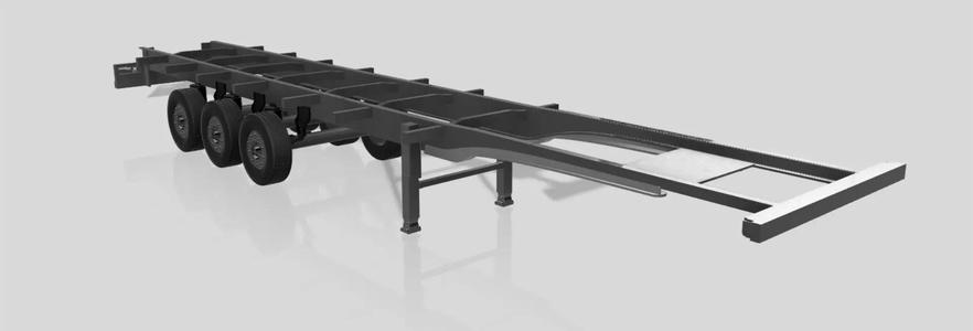 Truck trailer chassis detailed scale model kit 3D print model