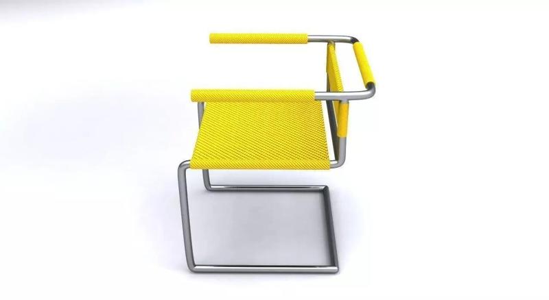 Simple Metal Steel Tube Office Chair - yellow 3d Model