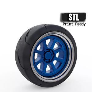 STL file 3d printing Tire Rims Wheel set for scale model cars