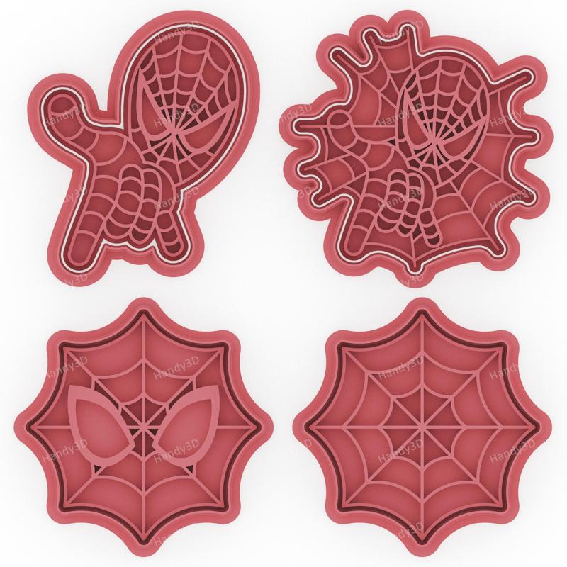 Spider-Man Web Blast Cookie Cutter & Stamp Set - 4 Designs (8 cm)
