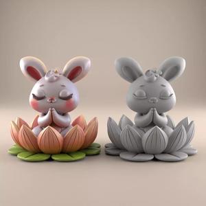 Meditating Praying Bunny 3D STL File for Peaceful Decor