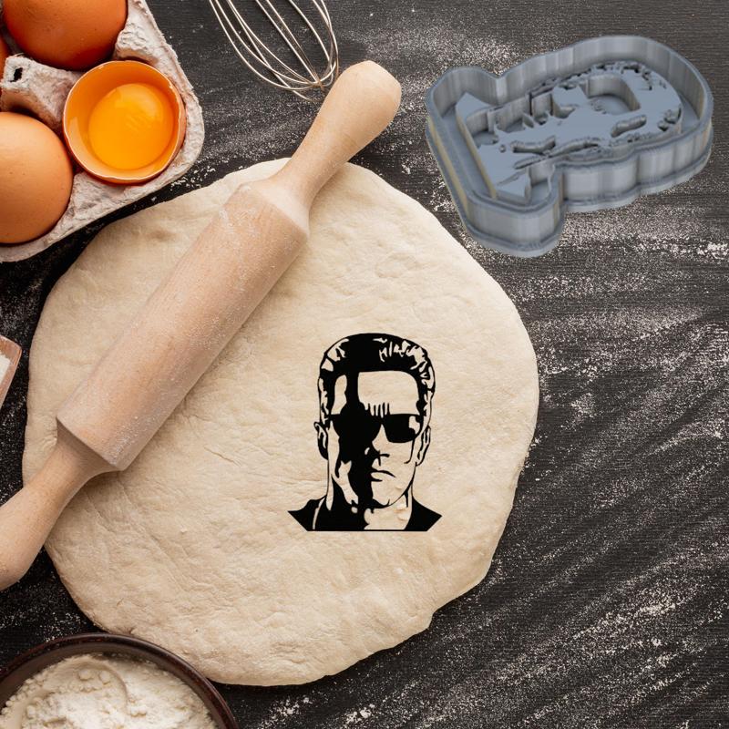 Terminator Arnold Schwarzenegger cookie cutter pastry dough biscuit sugar food