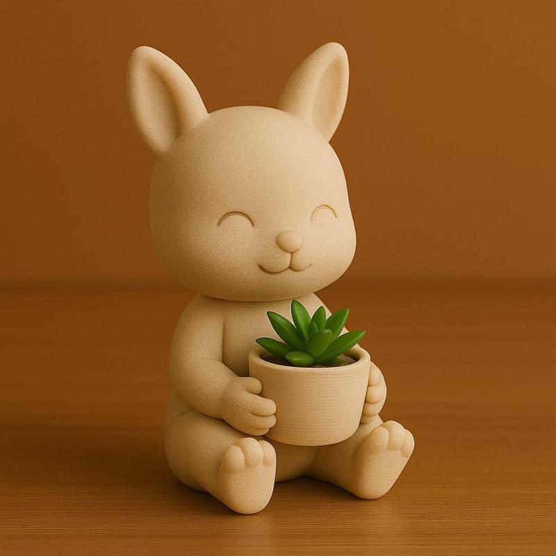 Cute Bunny Holding Cup – Adorable 3D Printed Animal Figurine STL