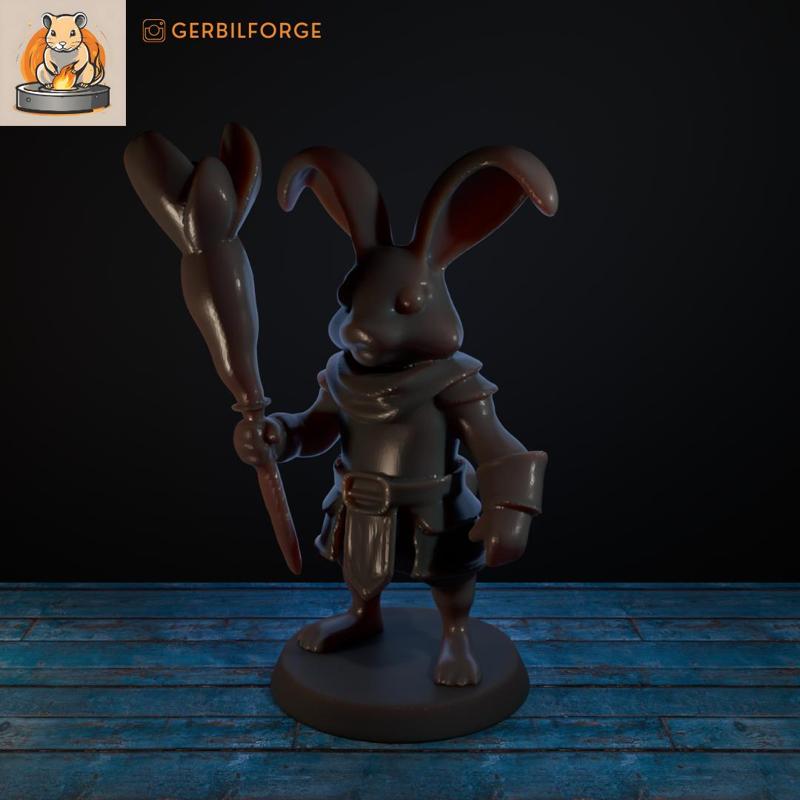 Bunbarian, the Eggbreaker - Carrot Crushing Warrior Miniature