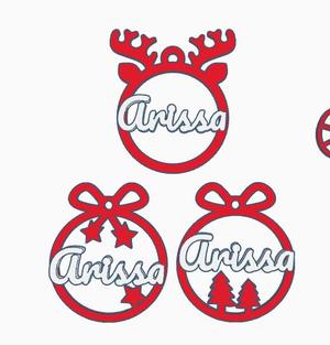 3 x Arissa, personalized Christmas tree ball